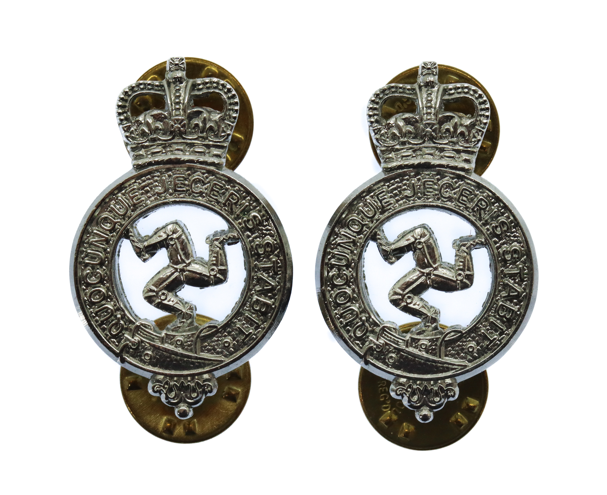 Pair of Isle of Man Constabulary Collar Badges - Queen's Crown (small size)