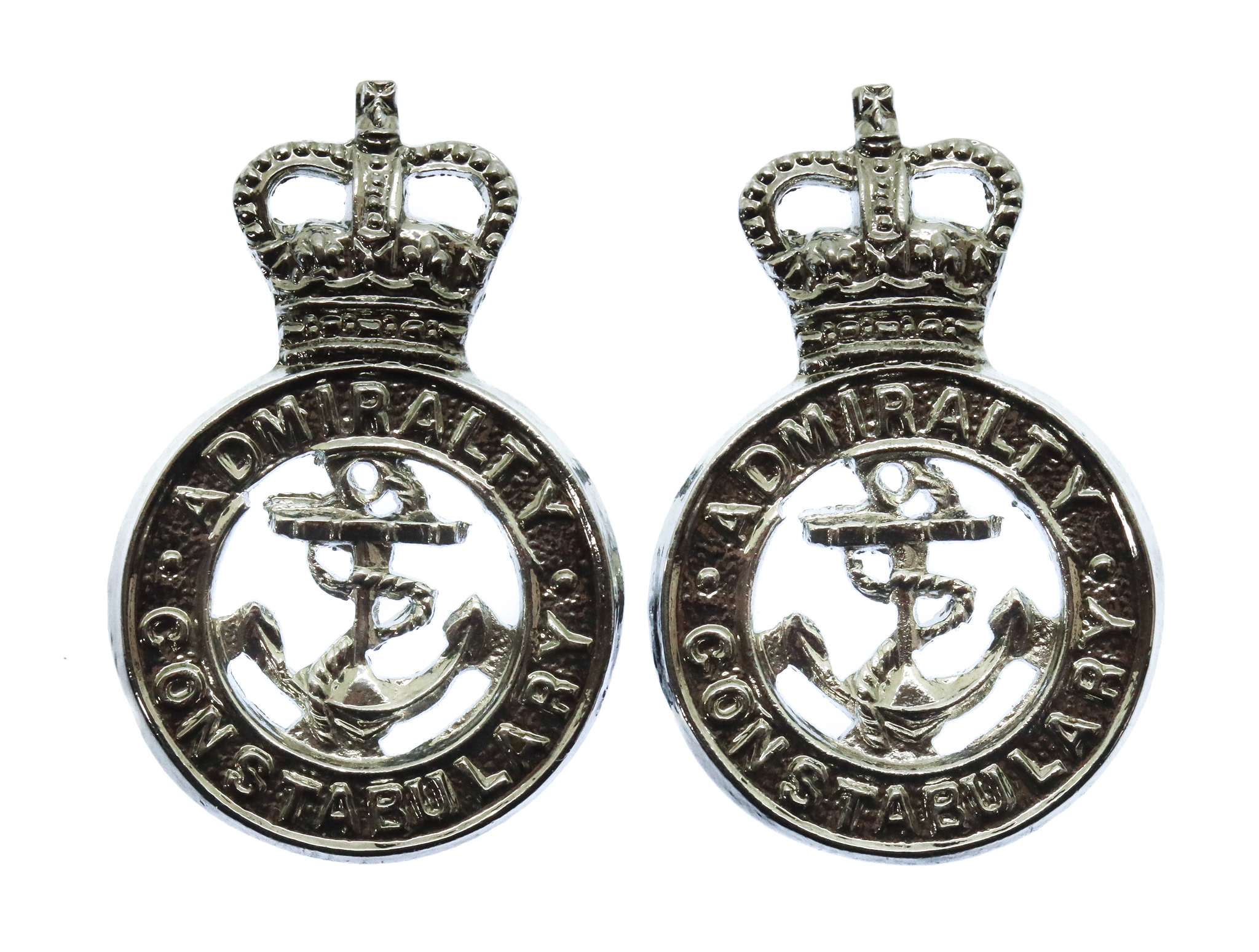 Pair of Admiralty Constabulary Collar Badges - Queen's Crown