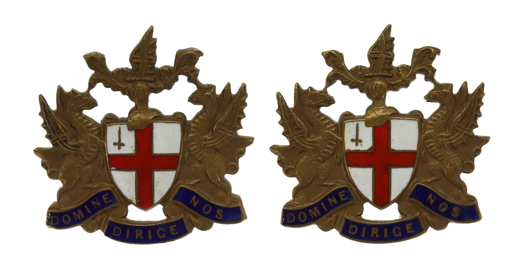 Pair of City of London Police Enamelled Collar Badges
