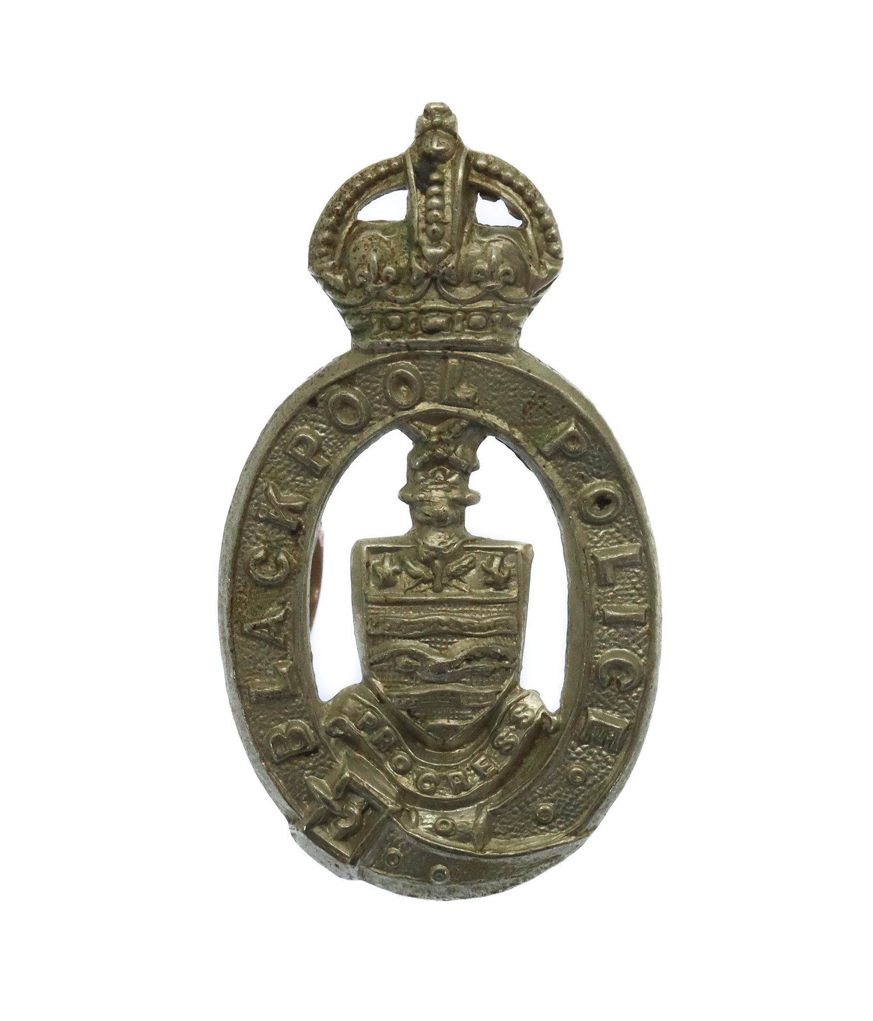 Blackpool Police White Metal Collar Badge - King's Crown