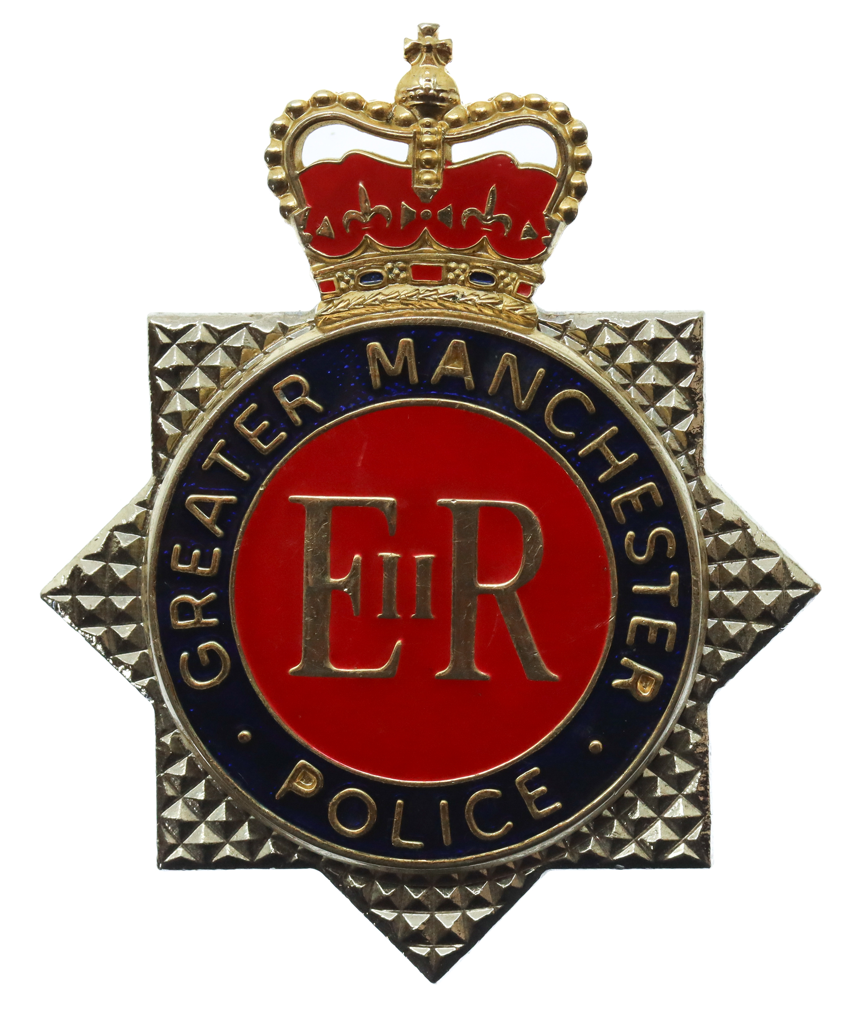 Greater Manchester Police Enamelled Star Cap Badge - Queen's Crown