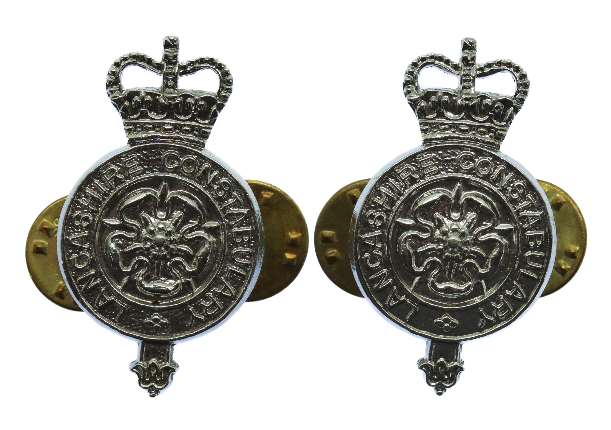 Pair of Lancashire Constabulary Collar Badges - Queen's Crown