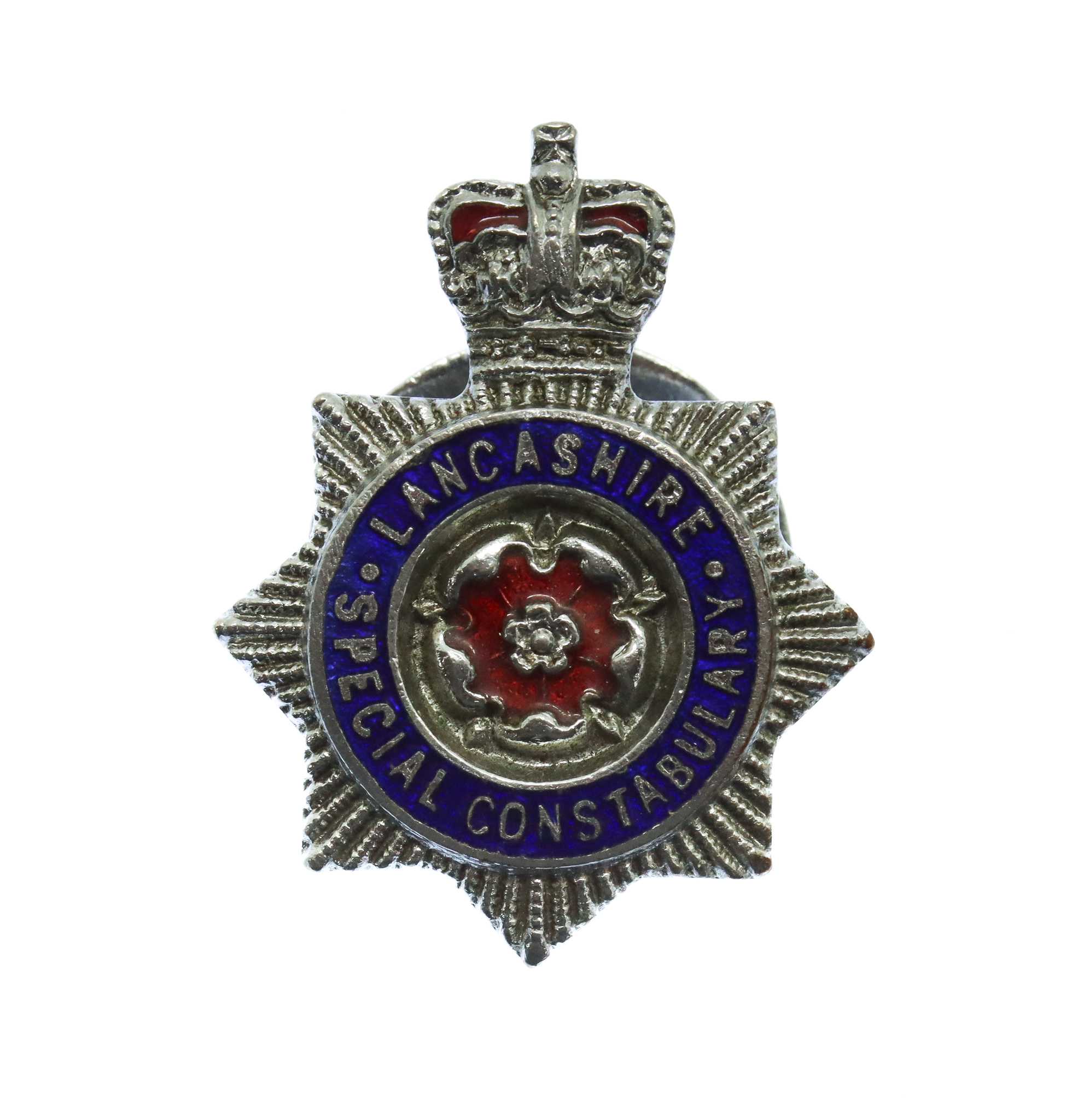 Lancashire Special Constabulary Enamelled Lapel Badge - Queen's Crown