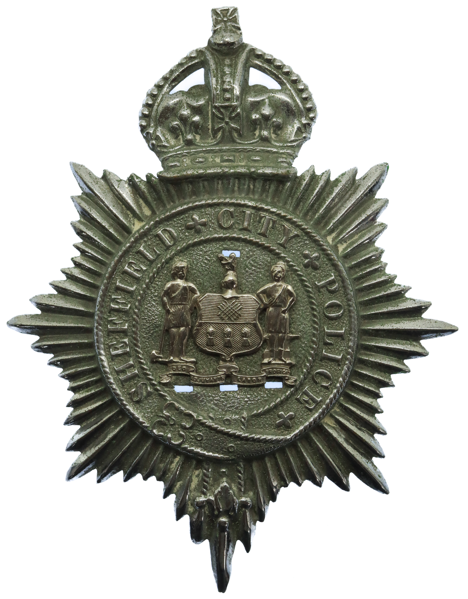 Sheffield City Police Helmet Plate - King's Crown