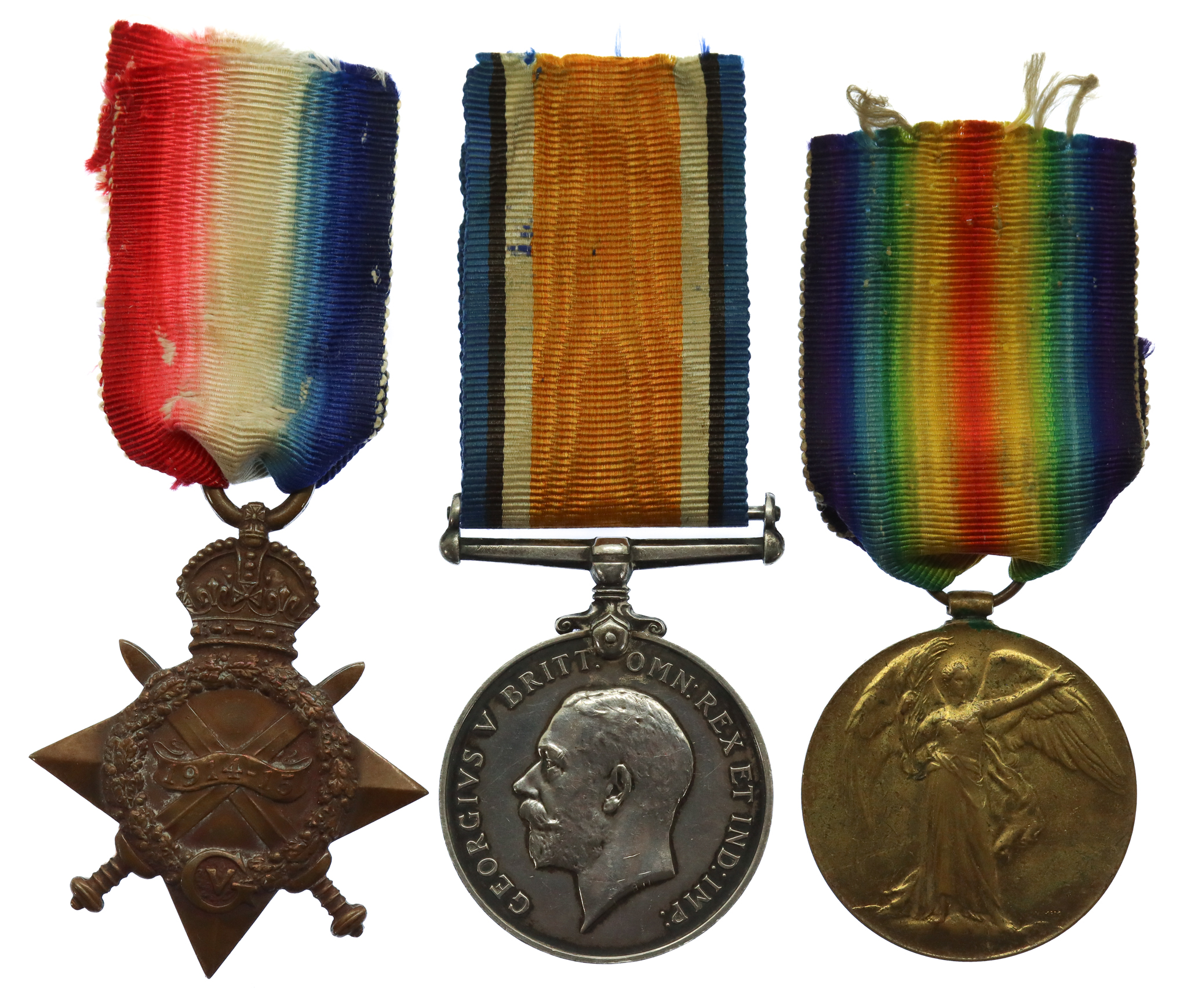 WW1 1914-15 Star Casualty Medal Trio - Pte. H. Tate, Welsh Regiment - K.I.A. 9/5/15