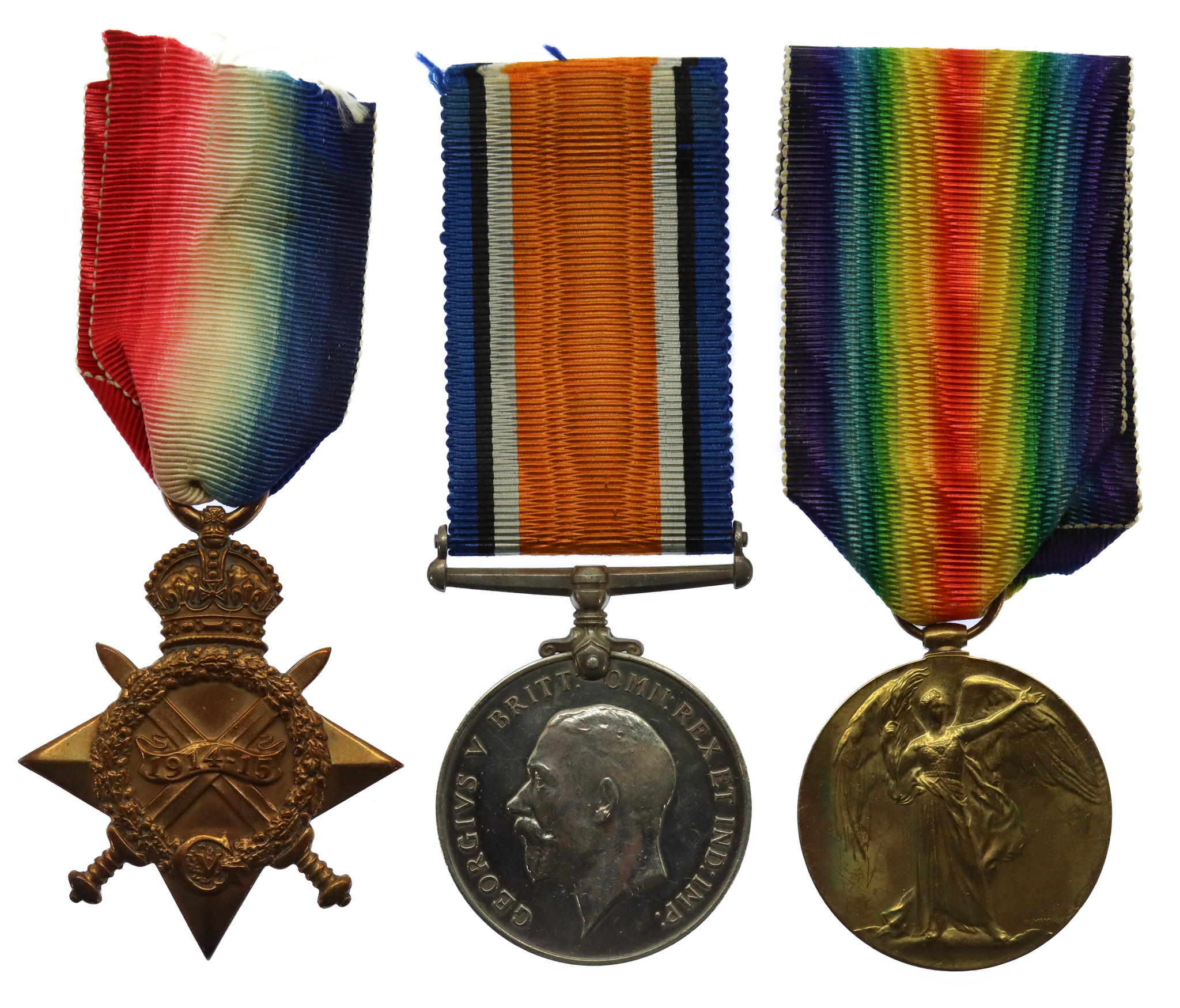 WW1 1914-15 Star Medal Trio - 2nd Lieut. B.A. Wolfe, South Lancashire Regiment & King's Own Royal Lancaster Regiment - 4 x Wounded
