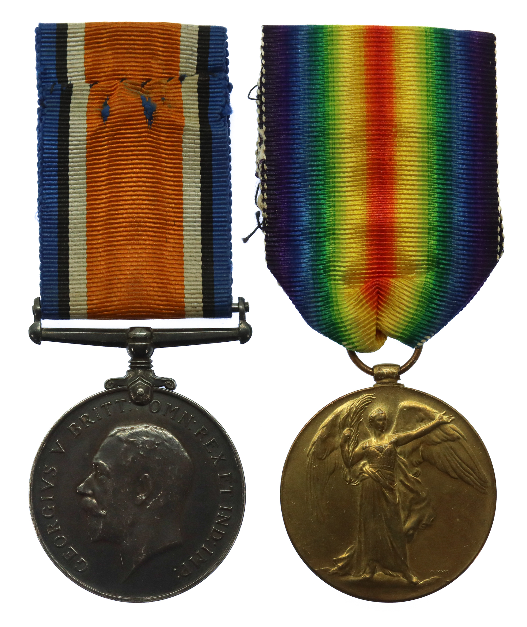 WW1 British War & Victory Medal Pair - 2nd Lieut. A.J. Derrick, 7th Bn. Northumberland Fusiliers - K.I.A. 15/11/16