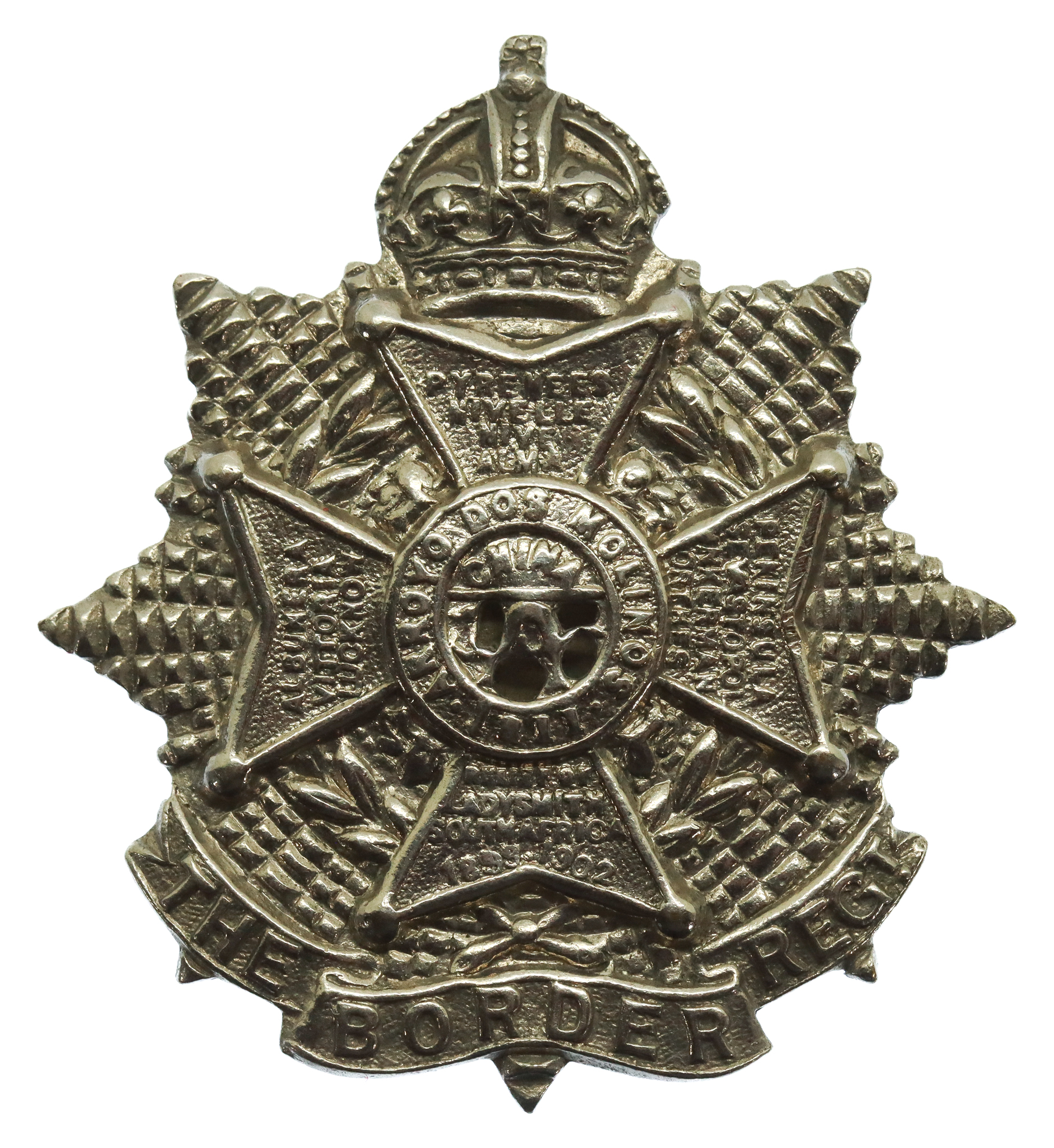 110th Regiment Royal Armoured Corps (Border Regiment) Chrome Cap Badge - King's Crown