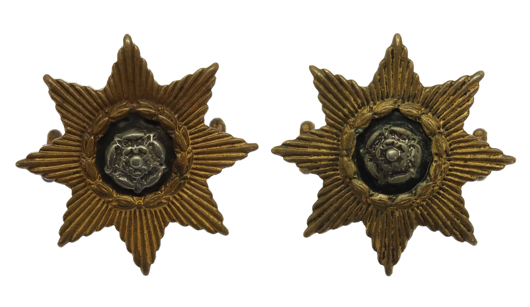 Pair of East Yorkshire Regiment Officer's Collar Badges
