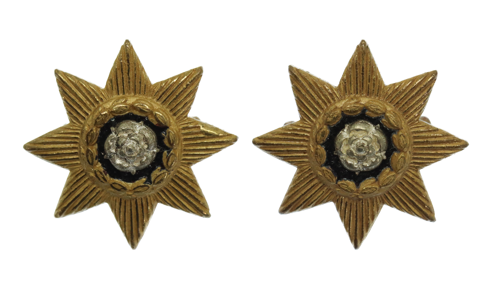 Pair of East Yorkshire Regiment Officer's Collar Badges