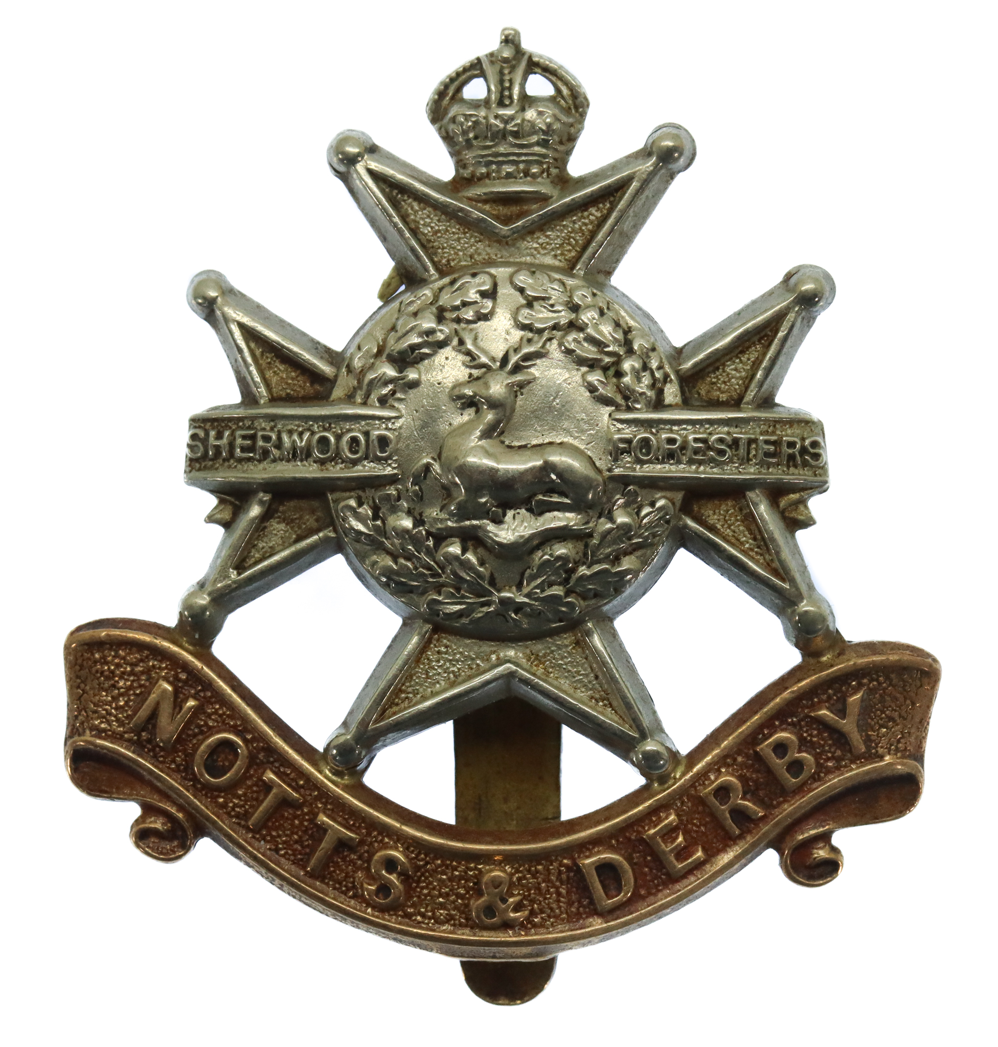 Notts & Derby Regiment (Sherwood Foresters) Cap Badge - King's Crown