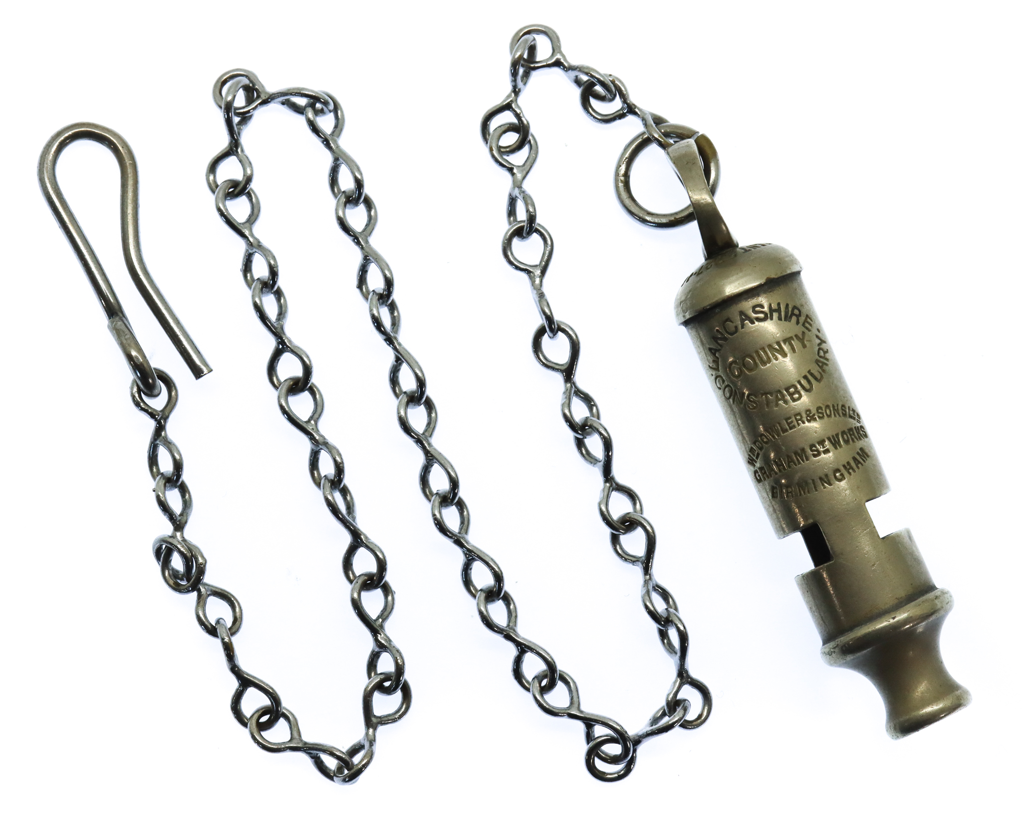 Lancashire County Constabulary Police Whistle & Chain