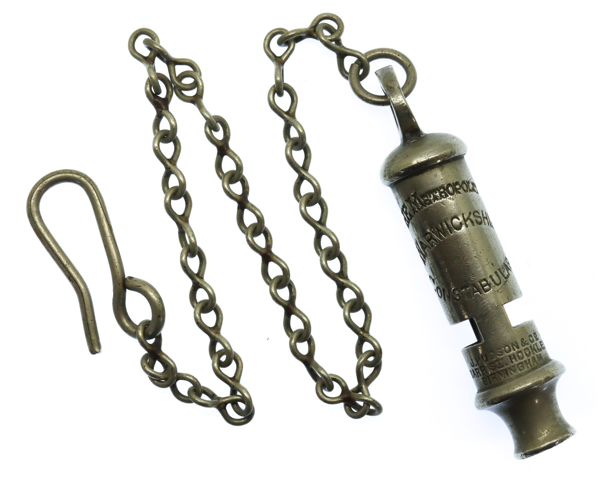 Warwickshire Constabulary 'The Metropolitan' Patent Police Whistle & Chain