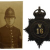 Metropolitan Police 'W' Division (Clapham) Helmet Plate - King's Crown with Photo