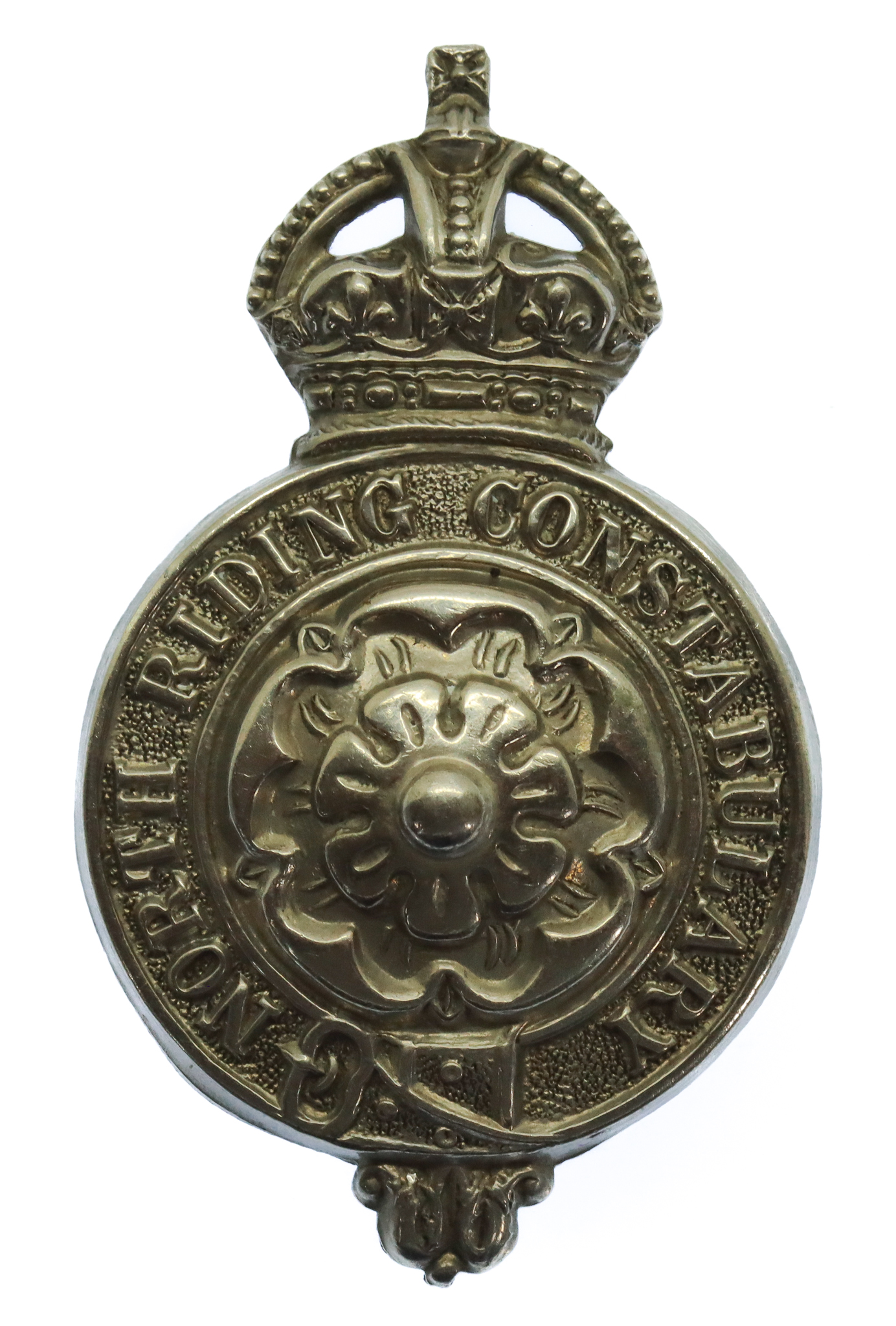 North Riding Constabulary White Metal Kepi/Cap Badge - King's Crown