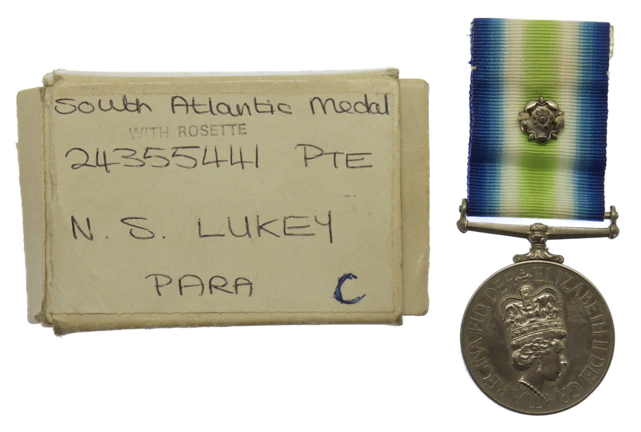 South Atlantic Medal 1982 (with Rosette) - Pte. N.S. Lukey, 2nd Bn. Parachute Regiment