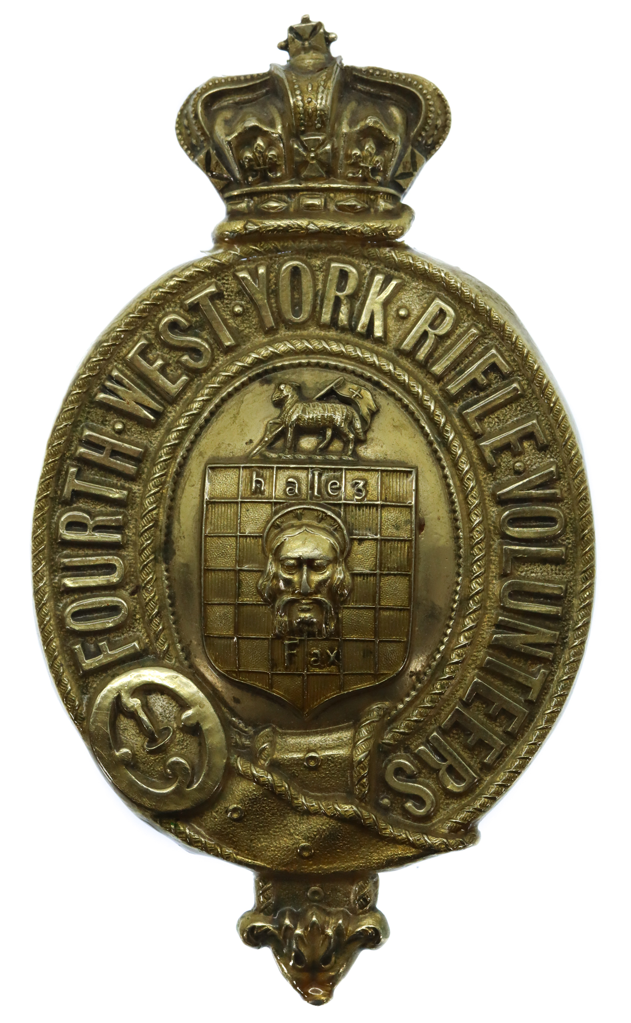 Scarce Victorian Fourth West York Rifles Volunteers Pouch Badge