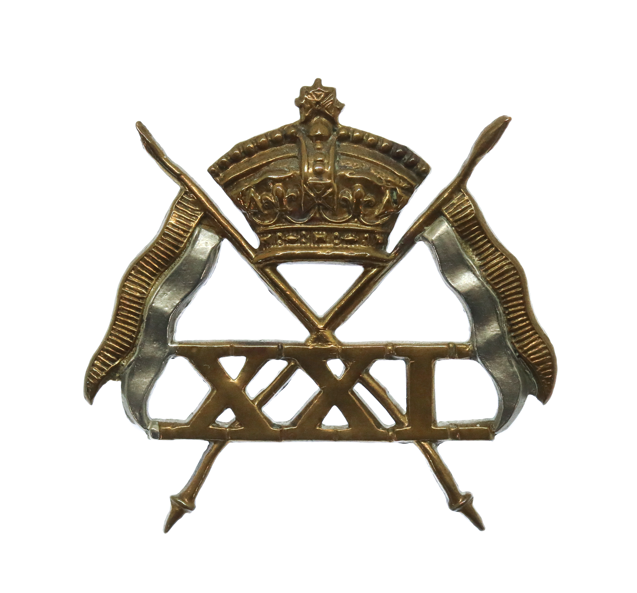 Scarce 21st (Empress of India's) Lancers 'Crossed Lancers' Collar Badge (c.1898-1899)