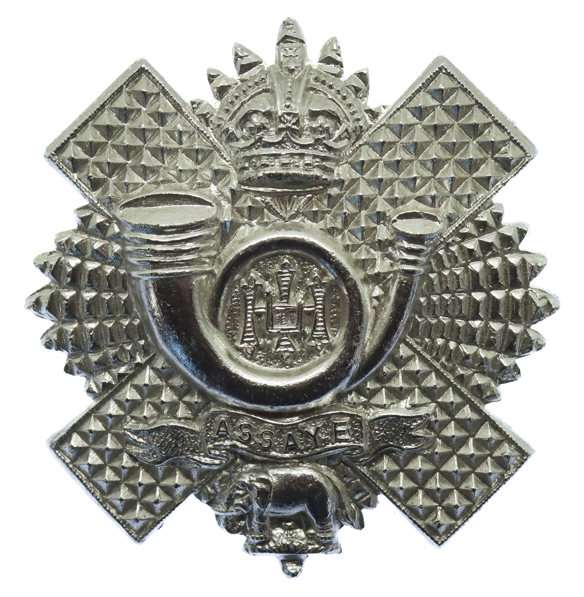 Highland Light Infantry (H.L.I.) Anodised (Staybrite) Cap Badge - King's Crown