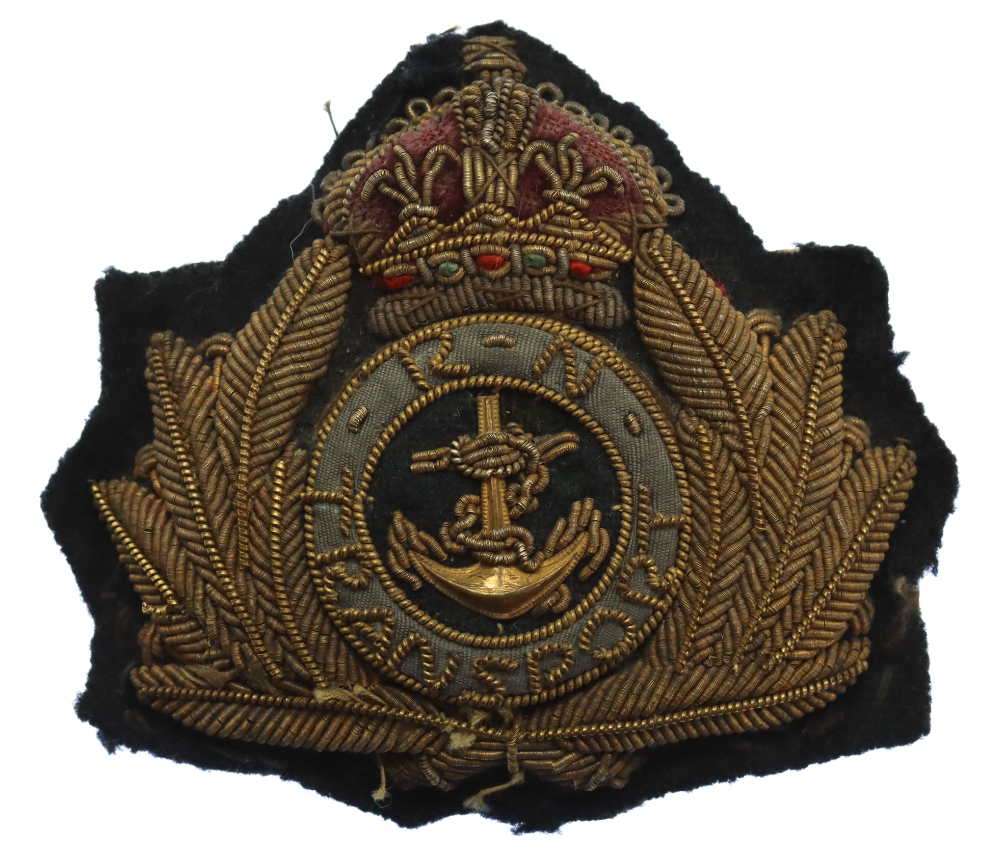 WW1 Royal Naval Transport Service Officer's Bullion Cap Badge