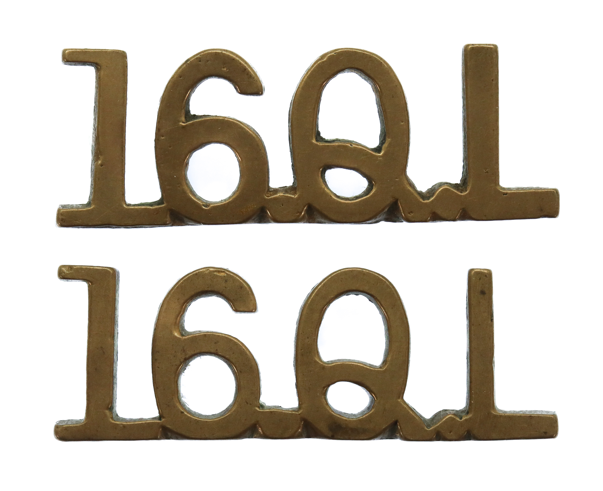 Pair of Boer War 16th Queen's Own Lancers (16.Q.L.) Cast Shoulder Titles