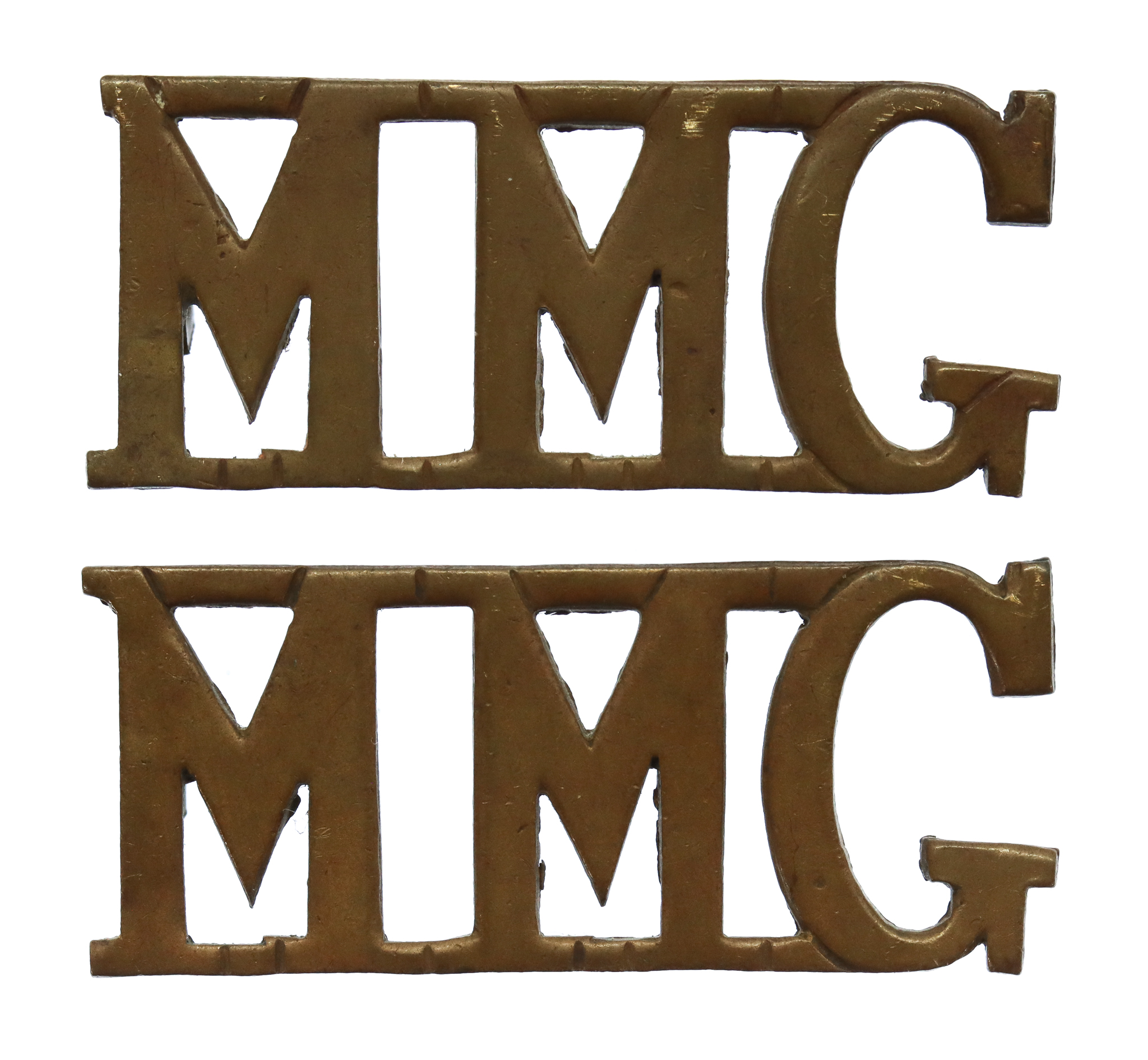 Pair of WW1 Motor Machine Gun Corps (MMG) Shoulder Titles