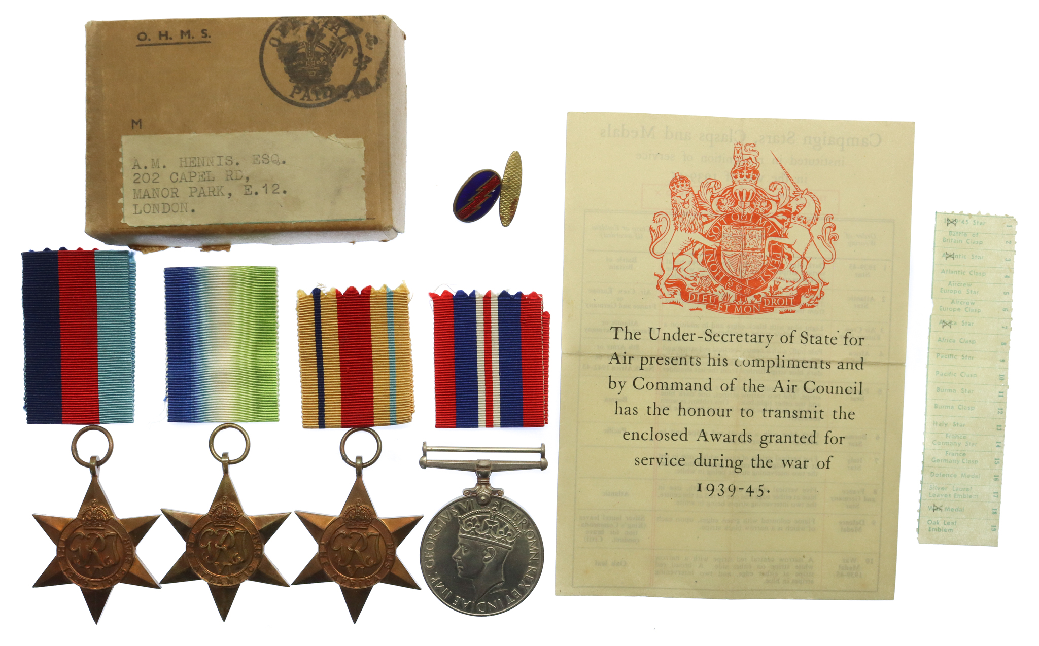 Scarce WW2 Medal Group of Four - Leading Aircraftsman A.M. Hennis, RAF Merchant Ship Fighter Unit