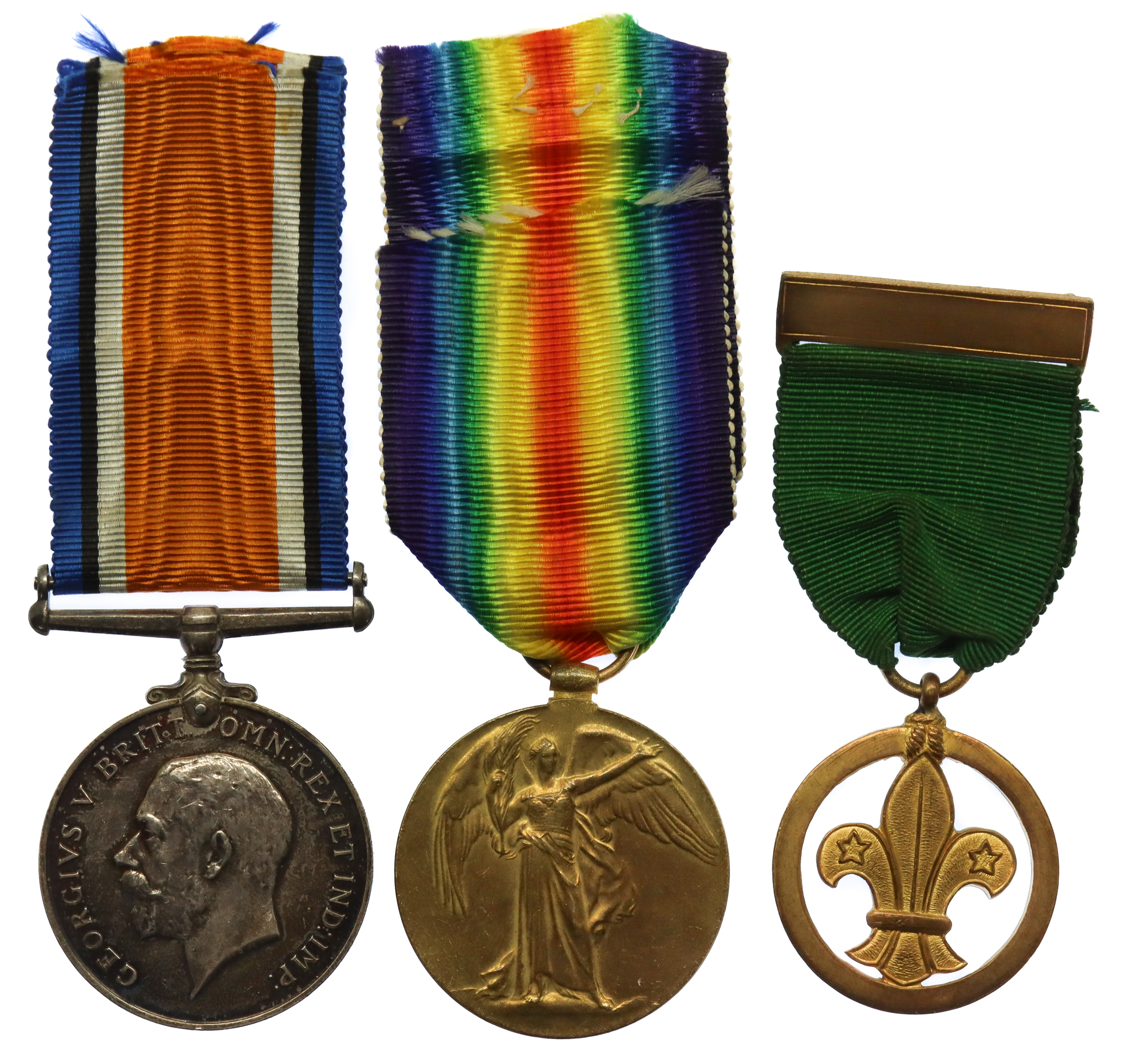 WW1 Britsh War & Victory Medal Pair with Boy Scouts Association Medal of Merit - Gnr. A.M. Sefton, Royal Artillery