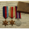 WW2 Medal Group of Three with Original Certificate of Service and Box of Issue - Smn. H.T. Penfield, Royal Navy