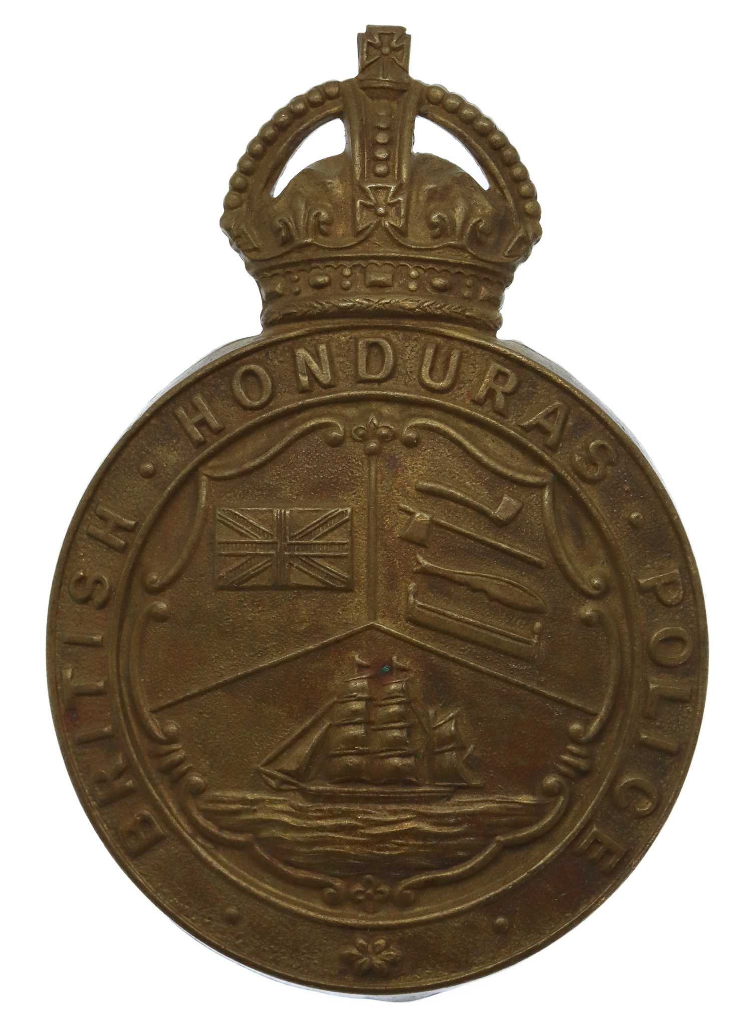 British Honduras Police Helmet Plate - King's Crown