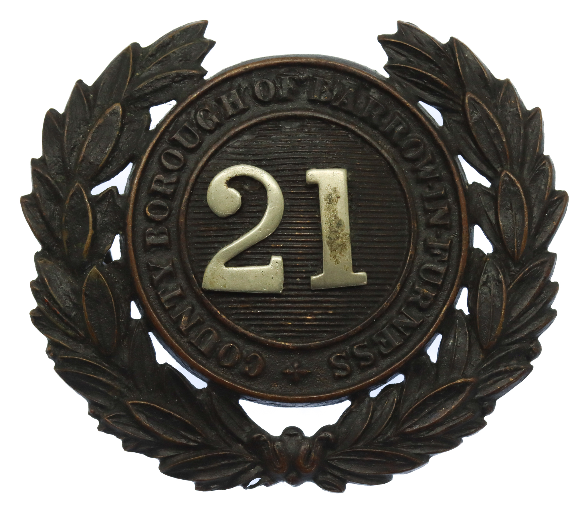 County Borough of Barrow-in-Furness Police Black Wreath Helmet Plate (21)