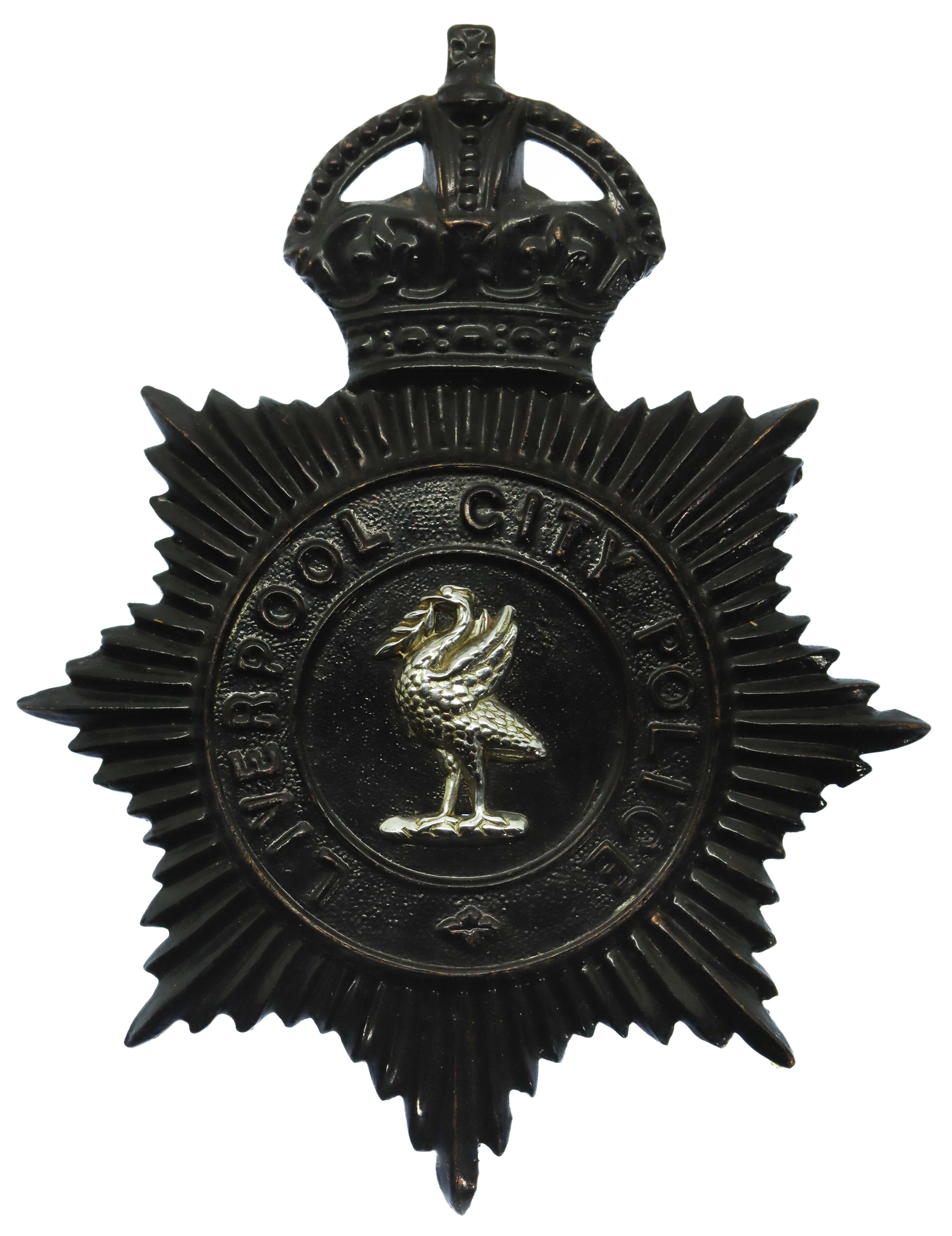 Liverpool City Police Mutual Aid Helmet Plate - King's Crown