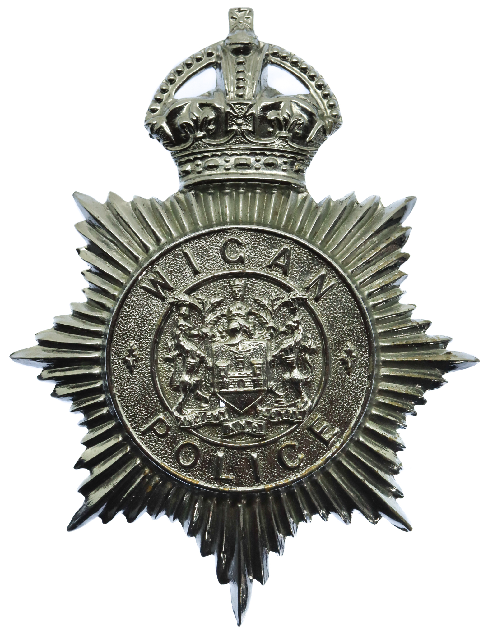 Wigan Borough Police Helmet Plate - King's Crown