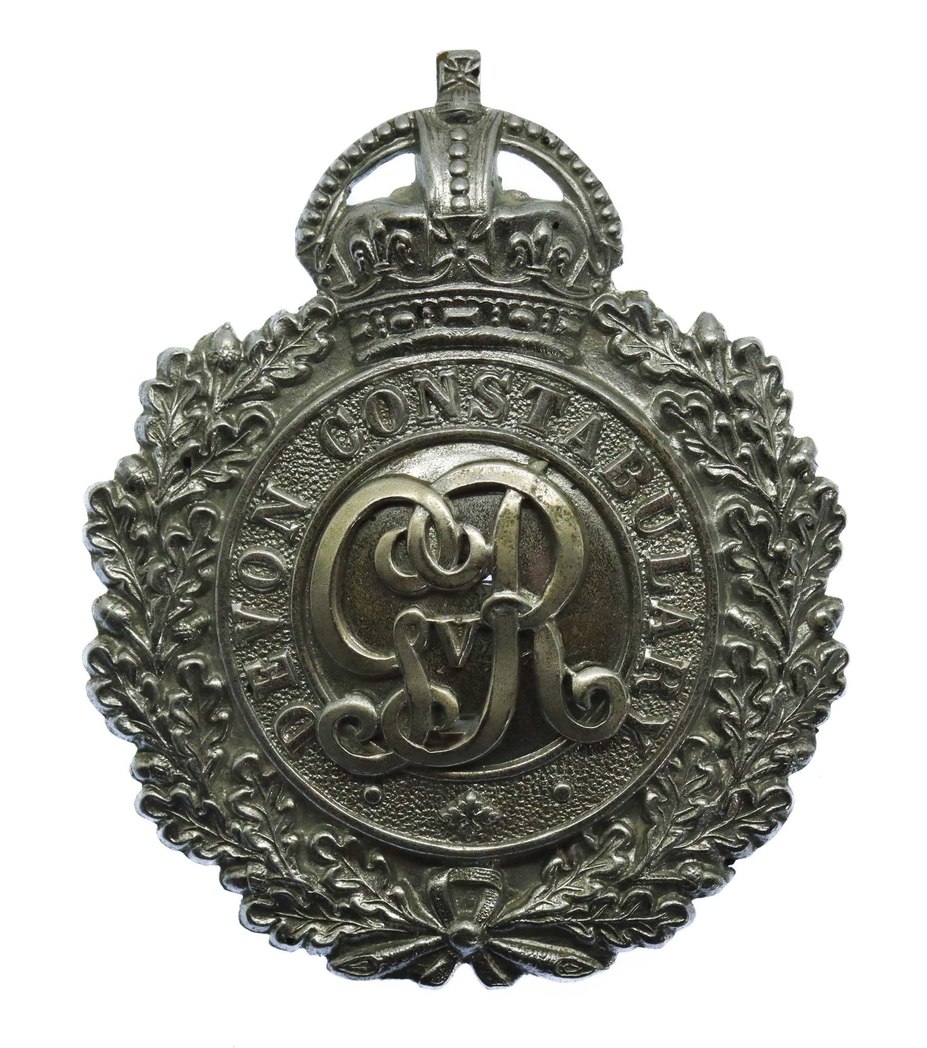 George V Devon Constabulary Chrome Wreath Helmet Plate