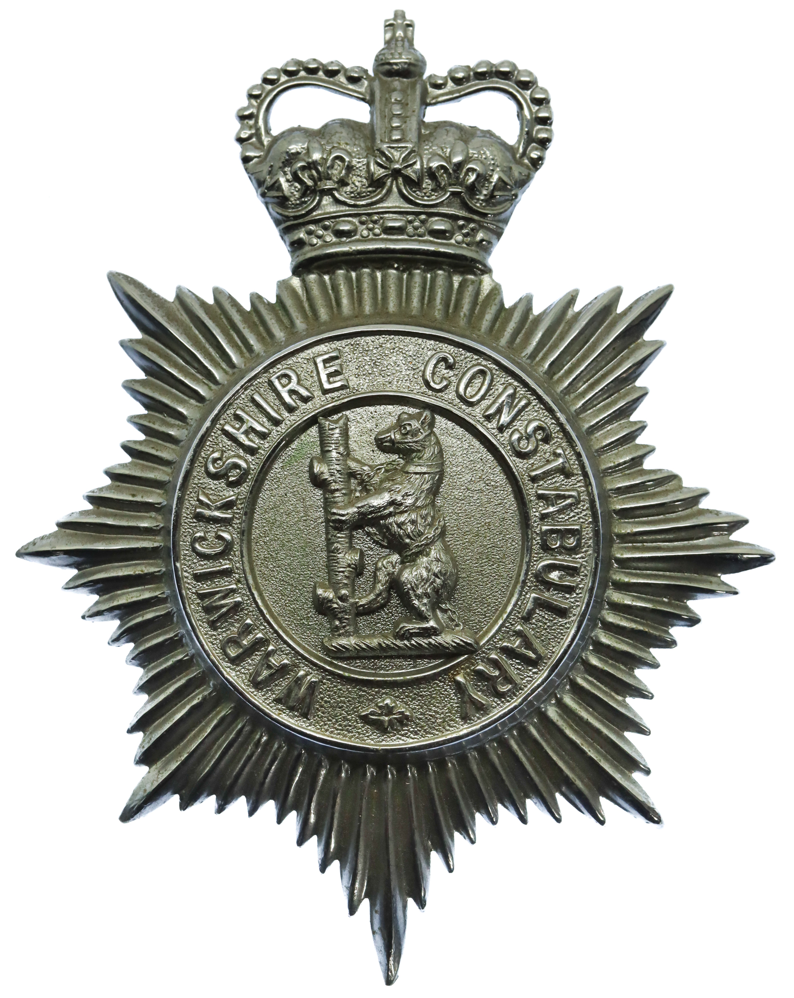 Warwickshire Constabulary Helmet Plate - Queen's Crown