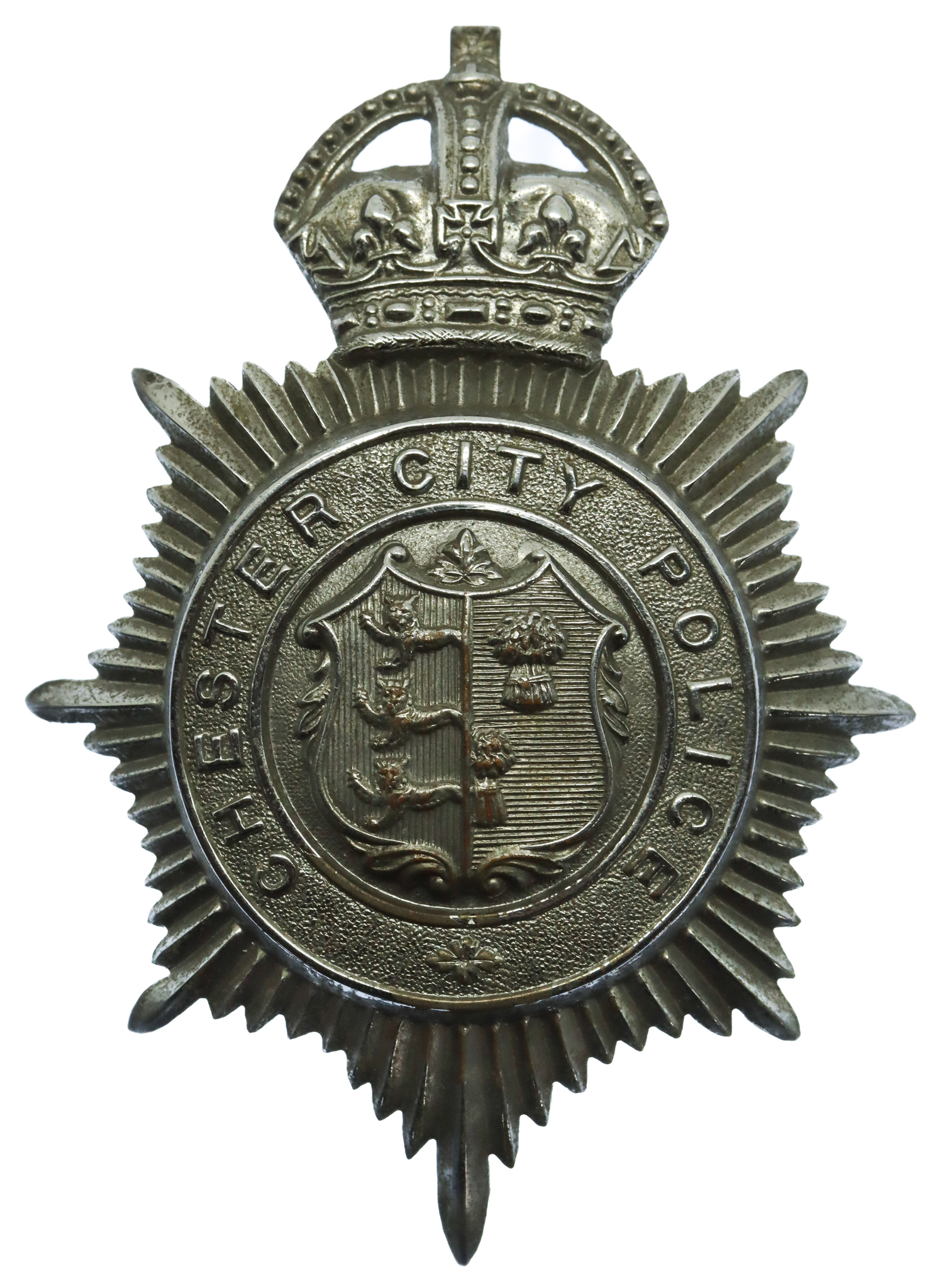 Chester City Police Helmet Plate - King's Crown