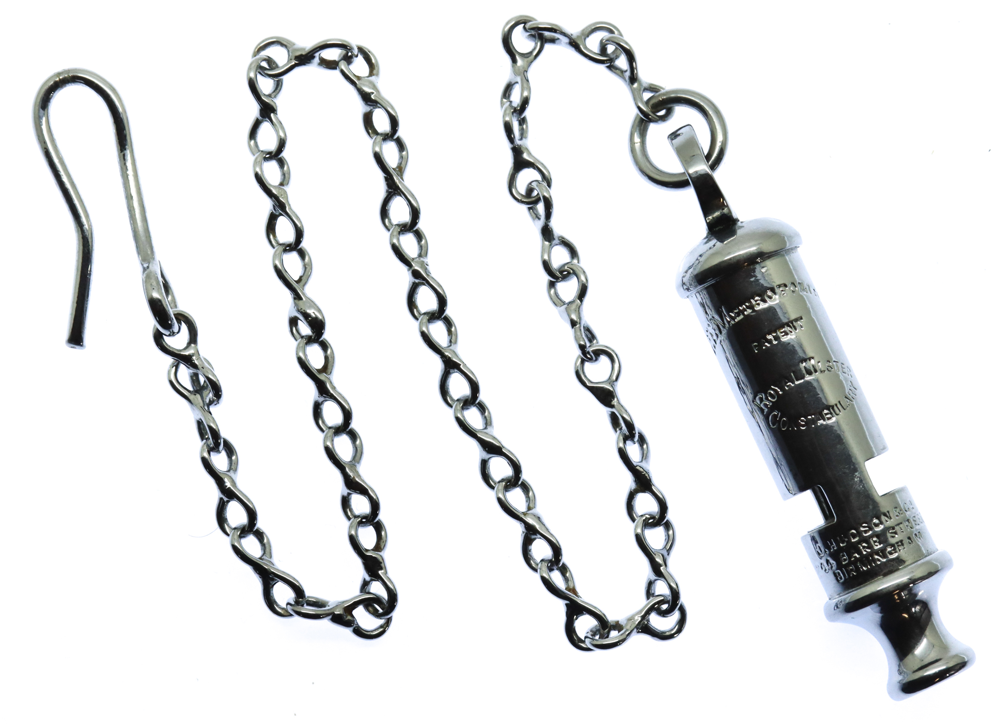 Royal Ulster Constabulary 'The Metropolitan' Patent Police Whistle & Chain