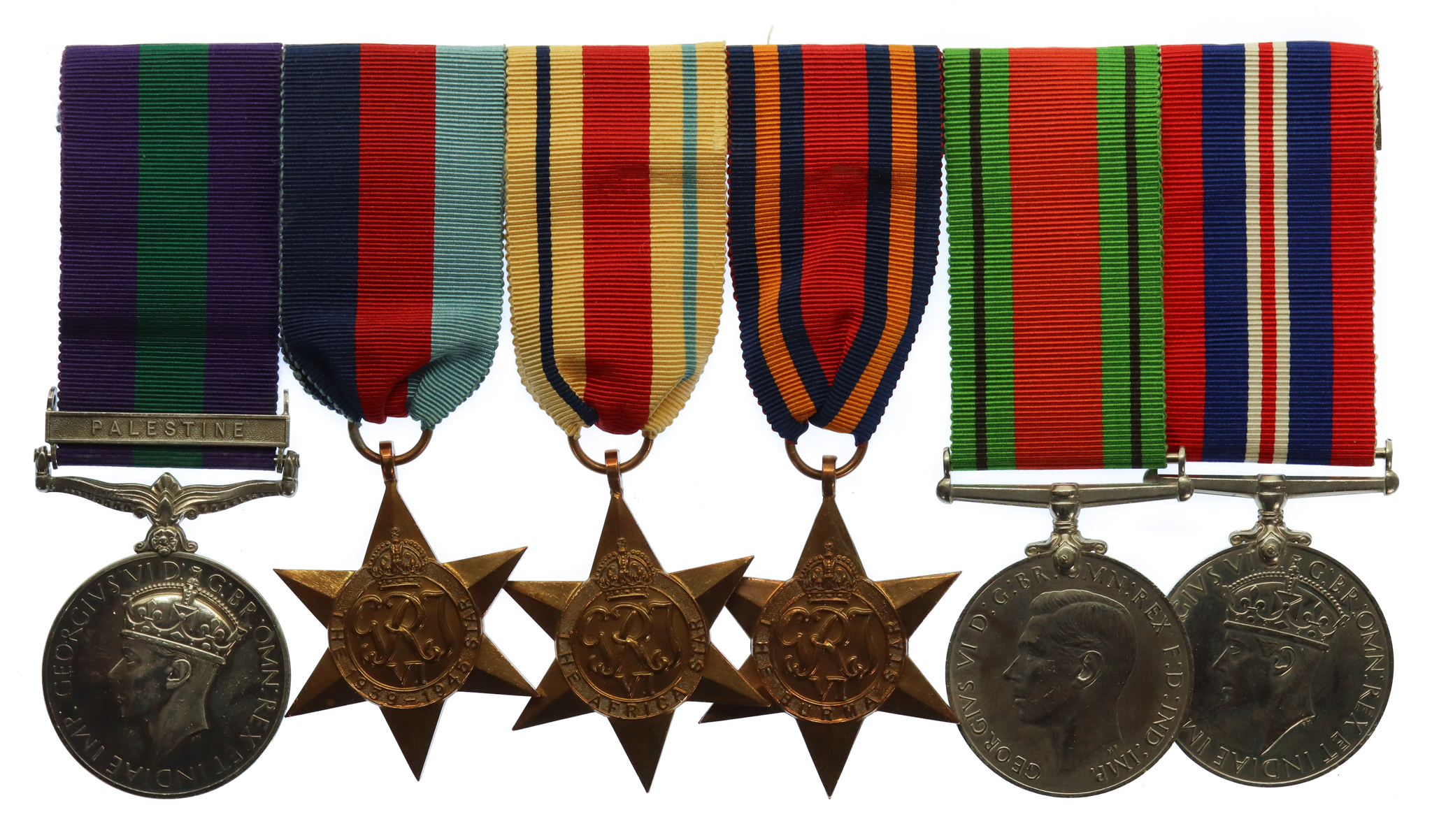 General Service Medal (Clasp - Palestine) and WW2 Medal Group of Six - Pte. C. Bell, West Yorkshire Regiment