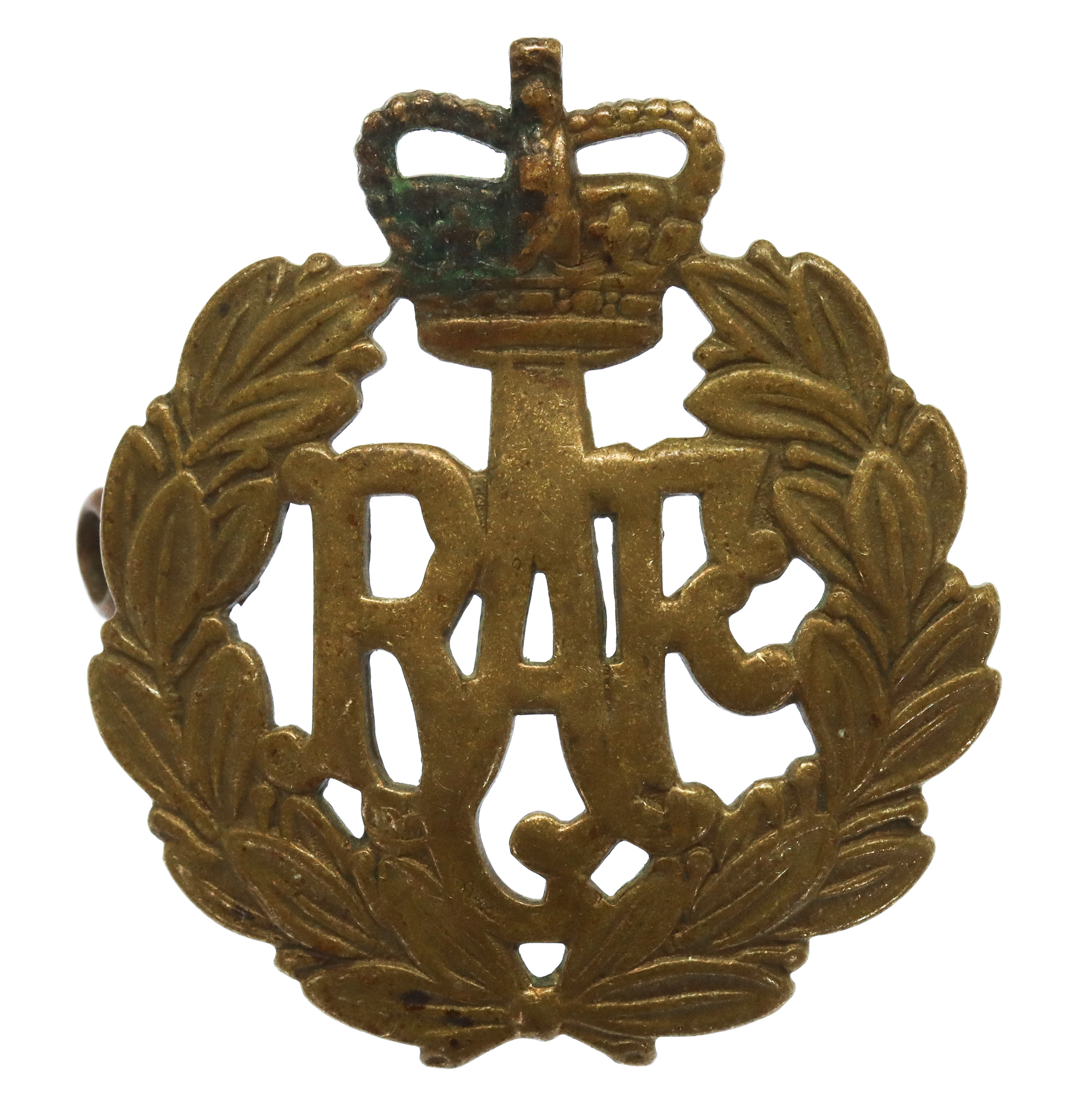 Royal Air Force (R.A.F.) Brass Cap Badge - Queen's Crown