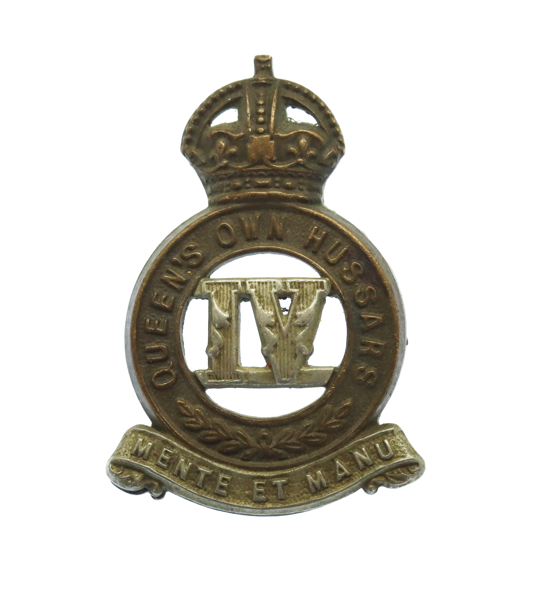 4th Queen's Own Hussars Collar Badge - King's Crown