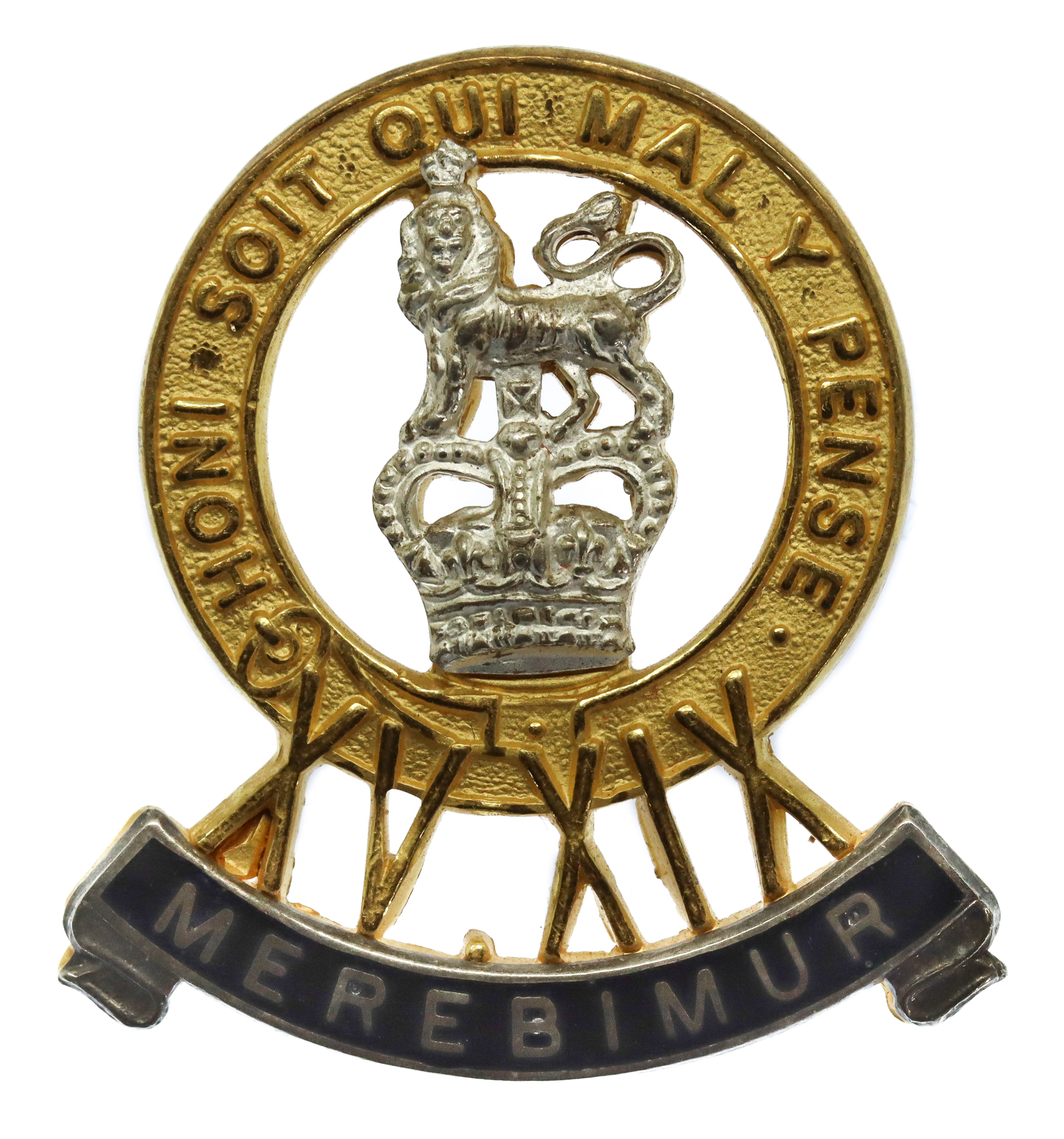 15th/19th King's Hussars Officer's Dress Cap Badge - Queen's Crown