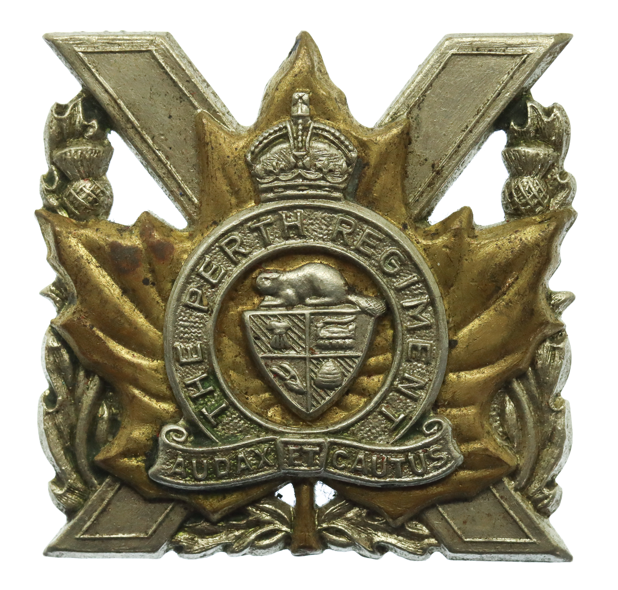 Canadian The Perth Regiment Cap Badge - King's Crown