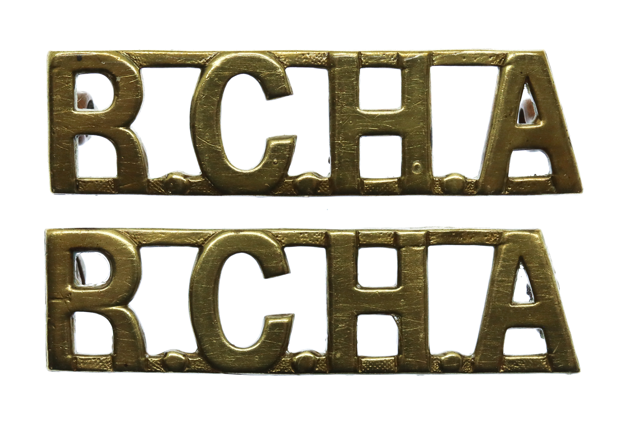 Pair of Royal Canadian Horse Artillery (R.C.H.A.) Shoulder Titles