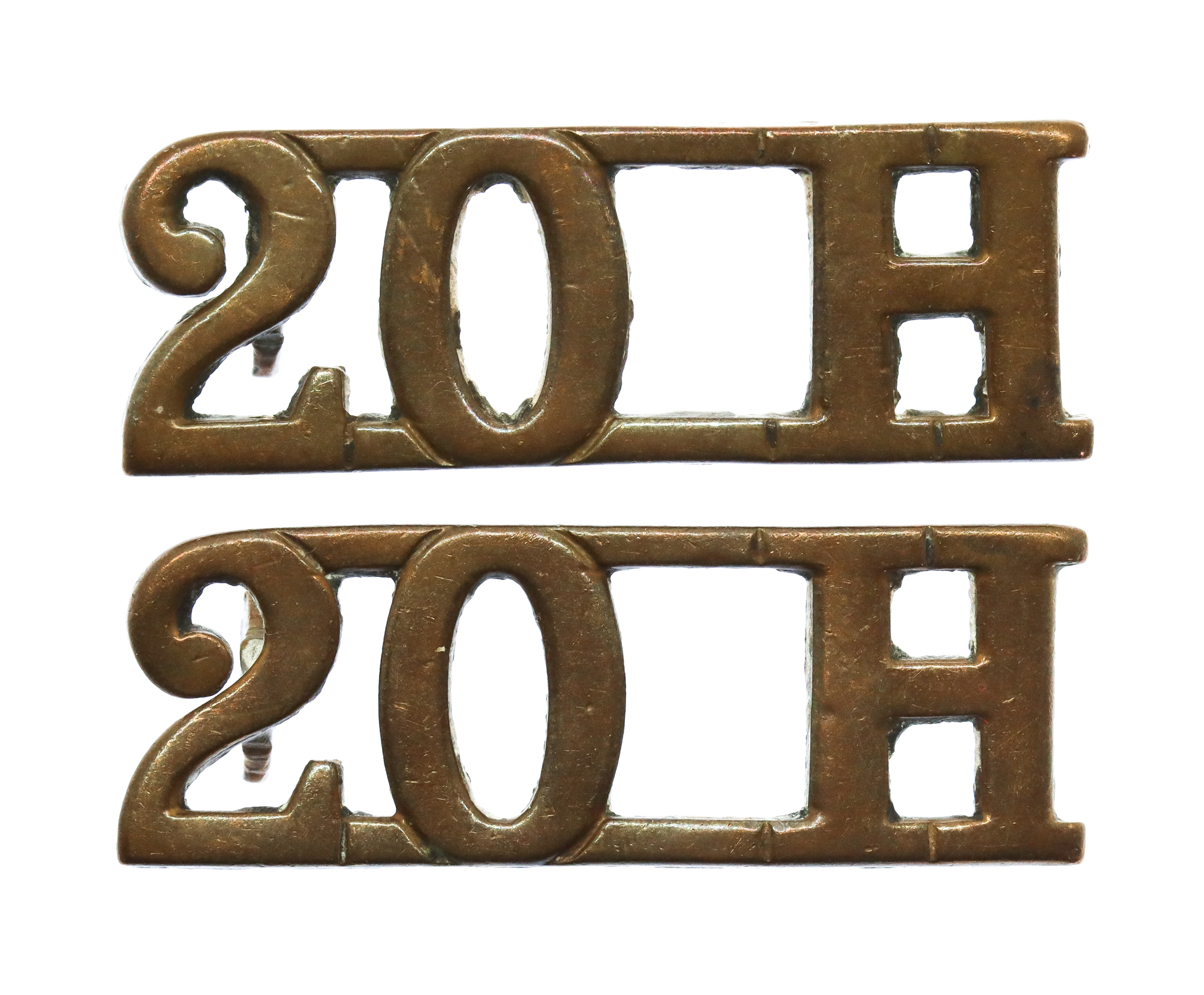 Pair of 20th Hussars (20H) Shoulder Titles