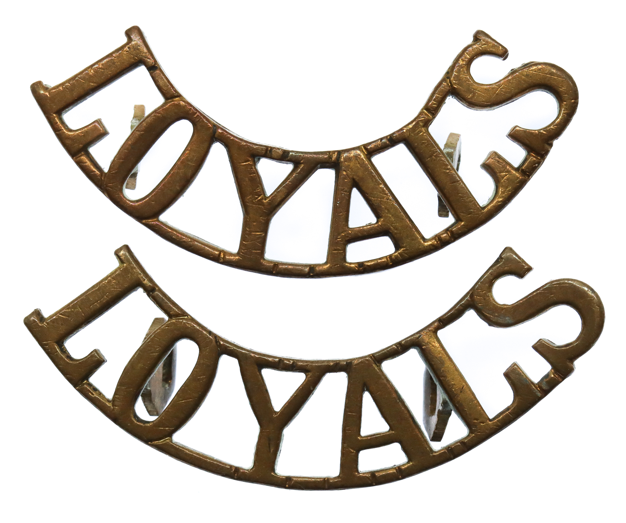 Pair of Loyal North Lancashire Regiment (LOYALS) Shoulder Titles