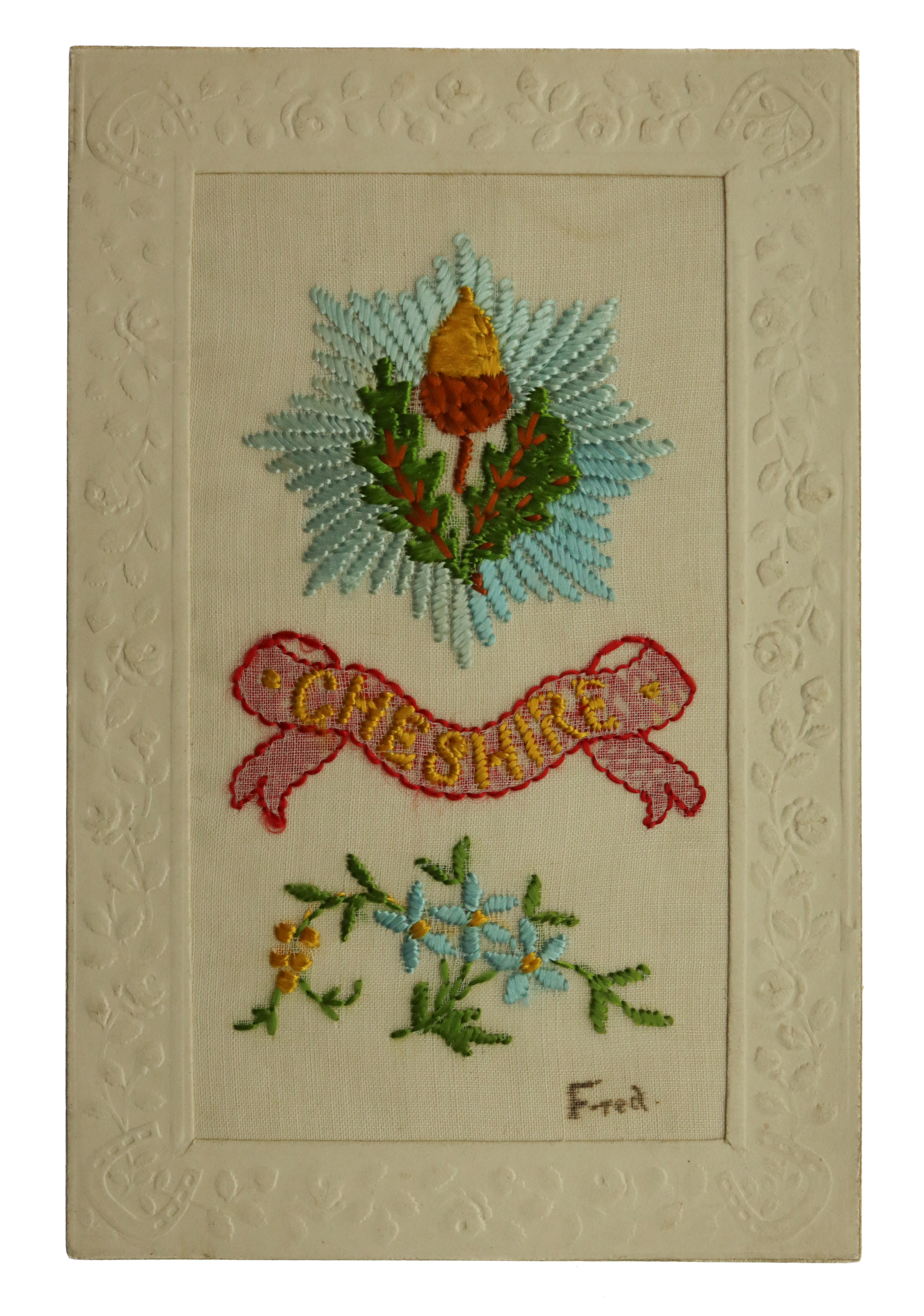 Cheshire Regiment WW1 Silk Embroidered Postcard