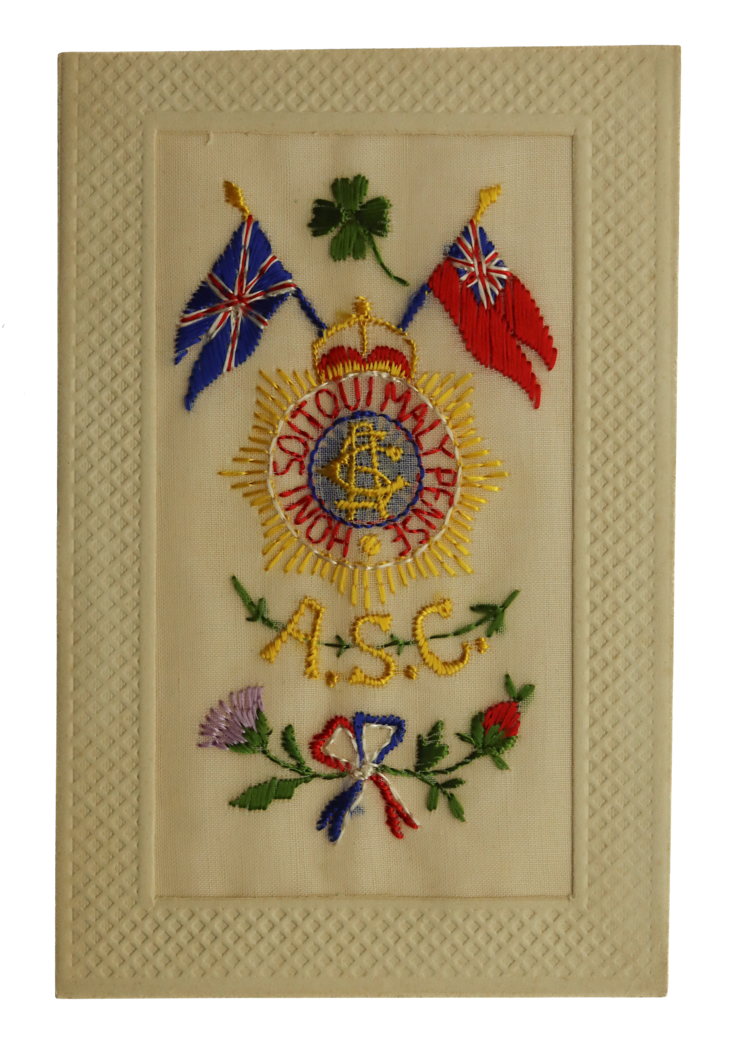 Army Service Corps (A.S.C.) WW1 Silk Embroidered Postcard