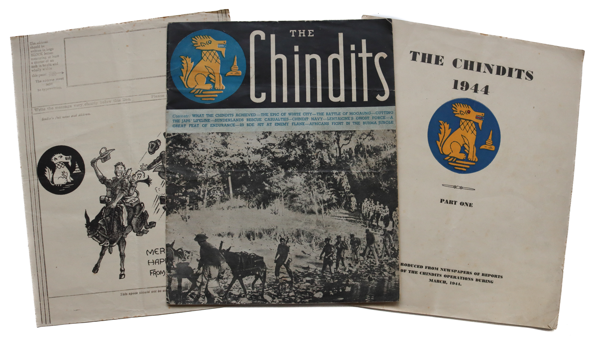 Two WW2 Period "The Chindits" Magazines & Airgraph Letter