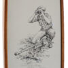Original Framed Pen and Ink Drawing of a Popski's Private Army Soldier with a Boyes Anti-Tank Rifle