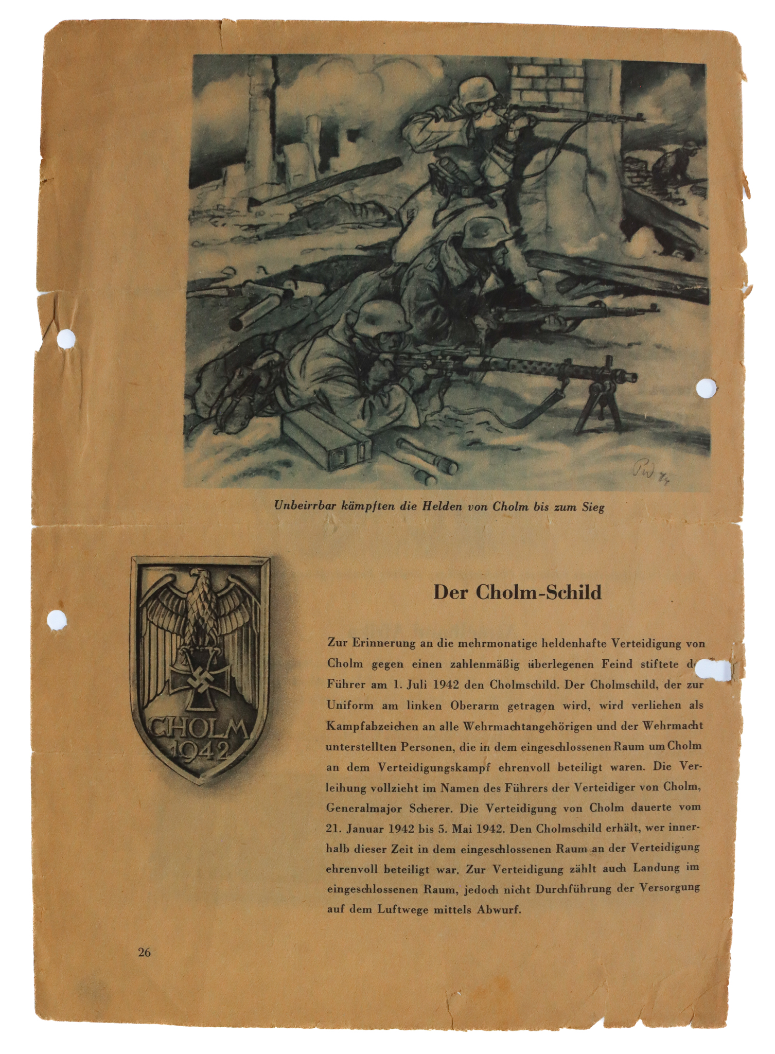 WW2 German Magazine Page Detailing the Issuing of Der Cholm-Schild (The Cholm Shield) & Ärmelband Afrika (Africa Cuff Band)